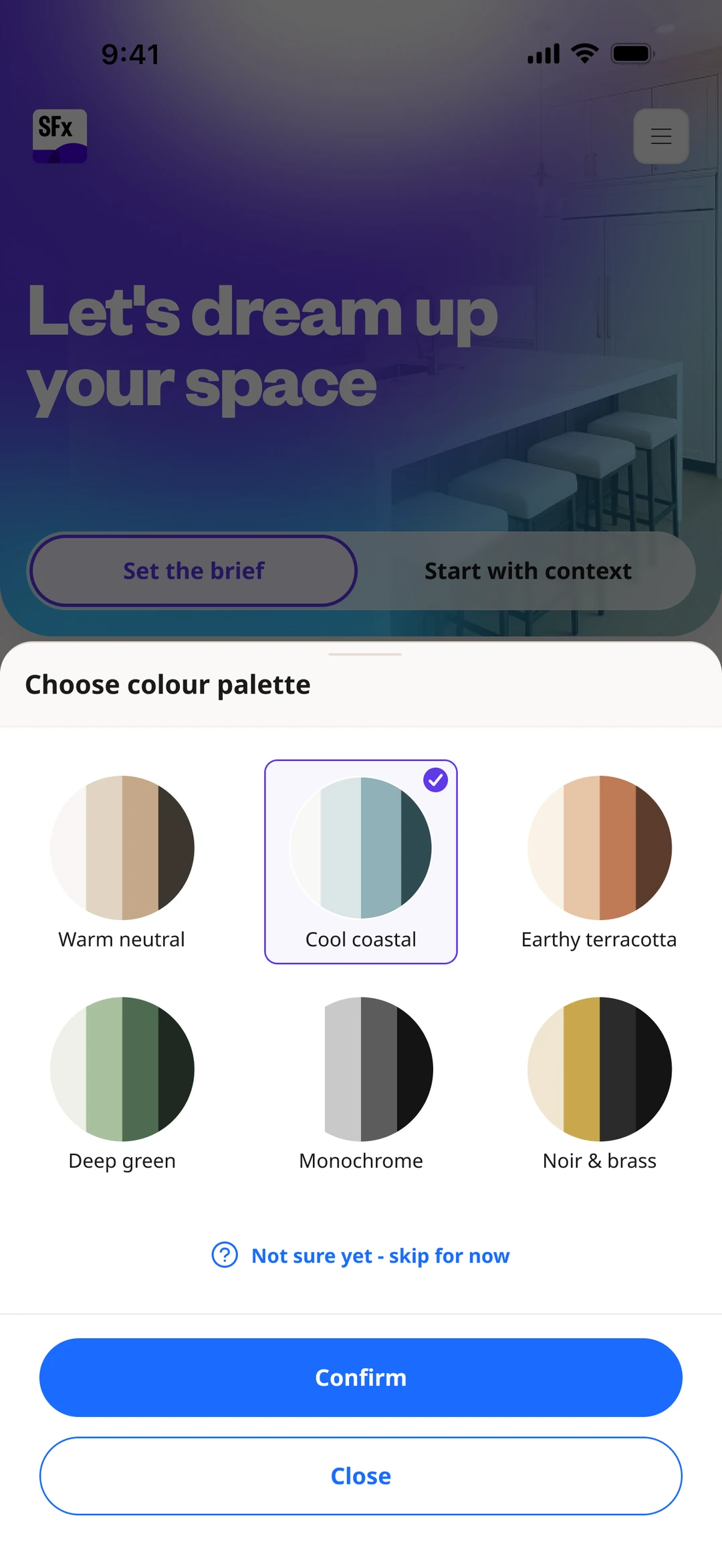 Choose colour palette.
